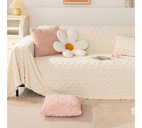 Housse de canapé universelle douce et chaude anti-rayures pour animal domestique pour canapé 2-4 places fauteuil et lit - Beige - 180 x 300 cm - Motif écossais élégant