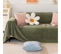 Housse de canapé universelle douce et chaude anti-rayures pour fauteuil et lit 2-4 places - Vert - 180 x 320 cm - Protection adaptée aux animaux domestiques