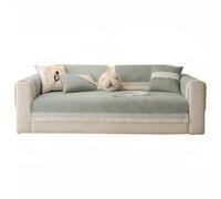 Housse de canapé universelle en chenille antidérapante résistante aux poils d'animaux pour chaise longue Vert 90 x 280 cm