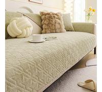 Housse de Canapé Universelle en Peluche Lapin, Housse Anti-Griffures avec Dos Antidérapant pour Chiens, Enfants et Animaux, Protection de Meuble en Forme de L pour Coin Green 90x120cm/36x47in