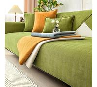 Housse de canapé universelle en tissu chenille antidérapant en forme de L Motif chevrons 70 x 180 cm Convient aux canapés et meubles Gris et vert Options de couleur idéale pour la décoration de la