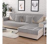 Housse de canapé universelle en velours gris en forme de L - Chaude et antidérapante - Pour canapé inclinable de 1 à 4 places - Tissu doux et durable - 110 x 180 cm