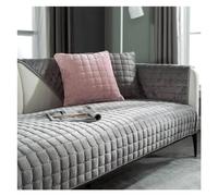 Housse de canapé universelle en velours peluche à carreaux, tissu épais antidérapant pour salon, coussin en flanelle chaude, protection des accoudoirs et du dossier, gris, 110 x 180 cm, 1 pièce