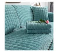 Housse de canapé universelle en velours pelucheux à carreaux, épais et antidérapant, pour salon, coussin de canapé en flanelle chaude, protection des accoudoirs et du dossier (vert, 110 x 180 cm, 1