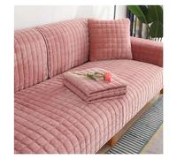 Housse de canapé universelle en velours pelucheux, épais, antidérapant, à damier, pour salon, coussin en flanelle chaude, protection accoudoirs et dossier, rose, 90 x 210 cm, 1 pièce
