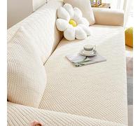 Housse de canapé universelle extensible, antidérapante et douce avec base élastique lavable de protection de meubles pour canapé à 3 coussins, adaptée aux animaux domestiques (Beige, S : 90-140 cm)