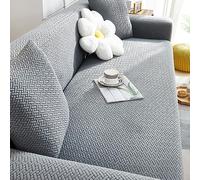 Housse de canapé universelle extensible, antidérapante et souple pour canapé à 3 coussins (taille M 145-185 cm), lavable, adaptée aux animaux domestiques, gris