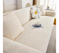 Housse de canapé universelle extensible, douce et antidérapante avec base élastique lavable, adaptée aux animaux domestiques (M 2 places de 145-185 cm, beige)