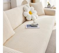 Housse de canapé XL, beige, extensible, universelle antidérapante, élastique et souple pour canapé à 3 coussins et lavable, adaptée aux animaux domestiques 4 places (235-300 cm)