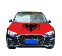 Housse de capot de voiture avec drapeau de l'Albanie 1,2 x 1,5 m tissu élastique peut être lavé, bannière de capot de voiture pour décoration d'événement article