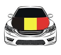 Housse de capot de voiture avec drapeau du Royaume de Belgique - 100 % polyester - Tissu élastique lavable - Bannière de capot de voiture
