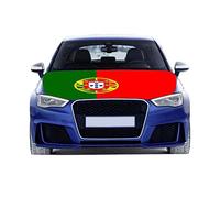 Housse de capot de voiture surdimensionnée avec drapeau national de 0,9 x 1,5 m/1,8 x 2,1 m. Tissus élastiques peut être lavée, convient pour grands SUV et camionnettes (Portugal, 1,8 x 2,1 m)