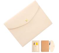 Housse de carnet A5 en similicuir PU crème - book cover élégant avec compartiments pour cartes, surface essuyable et tenue rigide, comme housse Lebenskompass pour le bureau et en déplacement