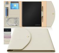 Housse de carnet A5 pour Rocketbook, planificateur et journal - Folio fin en cuir végétalien avec boucle pour stylo, emplacements pour cartes et poches - Compatible avec Rocketbook Core, Panda, Fusion