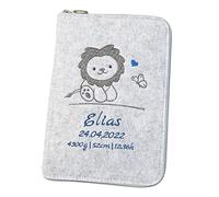 Housse de carnet de santé personnalisée en feutre (couleur et broderie au choix) - Housse pour carnet d'examen et carnet de vaccination pour enfants - Organiseur - Cadeau pour futures mamans et bébé