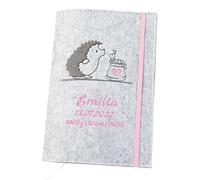 Housse de carnet de santé personnalisée en feutre (couleur et broderie au choix) - Housse pour carnet d'examen et carnet de vaccination pour enfants - Organiseur - Cadeau pour futures mamans et bébé