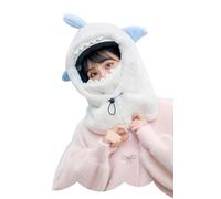 Housse de casque de ski motif requin de dessin animé - Chaude et confortable - En polaire douce - Pour l'hiver - Chaude et confortable - Pour casque de ski, blanc, L