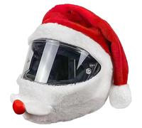 Housse de Casque Moto Peluche de Noël, Couvre-Casque de Moto Universel, Chapeau du Père Noël Rouge Accessoires de Casques de Moto, Casque Non Inclus (1 Pack)