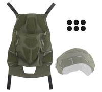 Housse De Casque Tactique for Modèle Fast, Protection en Tissu Extensible avec Panneaux À Crochets Et Boucles, Accessoire D'équipement Modulaire for Le Terrain(Green)