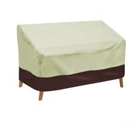 Housse de causeuse d'extérieur pour banc de 2 à 4 personnes, tissu Oxford 210D avec doublure argentée, ourlet coupe-vent avec cordon de serrage, protection UV/eau/neige/gel/grêle, beige, sac de