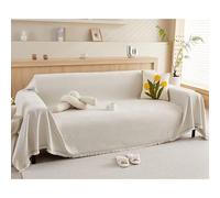 Housse De Causeuse En Chenille, Canapé À Pompons, Anti-rayures, Sectionnelle Antidérapante, Résistante Aux Animaux, Protection Meubles Universelle, Lavable, Multi-usages(Beige,180*230cm/71*90.5in)