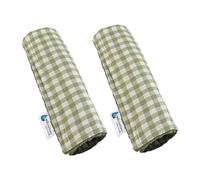 Medi Partners 2 pièces Protège de Ceinture pour Voiture 17x22cm Bébé 100% Coton Minky Double Face Voiture de Sport Points de Frottement (Grille avec Olive Minky)