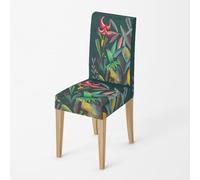 Housse de Chaise 4 Pieces Oiseau Vert Couverture Protecteur de Chaise Salle a Manger Universel Amovible Lavable Moderne Durable pour Mariage,Cuisine, Banquet-Grande
