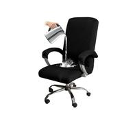Housse de chaise à dossier haut de bureau d'ordinateur, housse chaise extensible et imperméable, housses siège élastiques complètes, protection chaise amovible pour accoudoirs de chaise,Black,XL