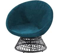 Housse de chaise à soucoupe ronde, housses de chaise en velours extensible Luna for chaise à soucoupe adulte, housses de chaise en tissu velours doux amovibles ( Color : Deep Teal , Size : Large )