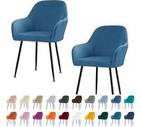 Housse De Chaise avec Accoudoirs en Velours Extensible - Douce, Lavable, Anti-dérapante, Protection Fauteuil Salle À Manger, Bureau, Salon Ou Réception(Dark Blue,2PCS)