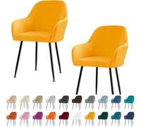 Housse De Chaise avec Accoudoirs en Velours Extensible - Douce, Lavable, Anti-dérapante, Protection Fauteuil Salle À Manger, Bureau, Salon Ou Réception(Yellow,2PCS)