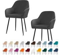 Housse De Chaise avec Accoudoirs en Velours Extensible - Douce, Lavable, Anti-dérapante, Protection Fauteuil Salle À Manger, Bureau, Salon Ou Réception(Dark Gray,2PCS)