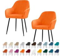 Housse De Chaise avec Accoudoirs en Velours Extensible - Douce, Lavable, Anti-dérapante, Protection Fauteuil Salle À Manger, Bureau, Salon Ou Réception(Orange,2PCS)