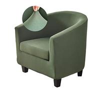 Housse de Chaise de Baignoire 2 Pièces Housses de Fauteuil avec Housse de Siège Housses de Chaise En Tonneau Extensibles Amovibles Et Lavables Protecteur de Meubles pour Club Bar Bureau (Vert Armée)