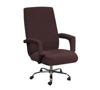 Housse de Chaise de Bureau avec Accoudoirs, Anti-griffures de Chat, Housse de Fauteuil de Bureau avec Fermeture éclair, Protege Fauteuil Extensible et Rotative pour Dossier Haut(Dark Brown,XL)
