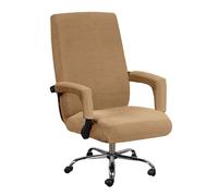 Housse de Chaise de Bureau avec Accoudoirs, Anti-griffures de Chat, Housse de Fauteuil de Bureau avec Fermeture éclair, Protege Fauteuil Extensible et Rotative pour Dossier Haut(Light Brown,XL)