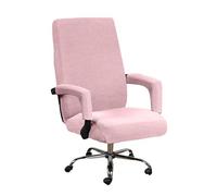 Housse de Chaise de Bureau avec Accoudoirs, Anti-griffures de Chat, Housse de Fauteuil de Bureau avec Fermeture éclair, Protege Fauteuil Extensible et Rotative pour Dossier Haut(Pink,L)