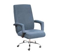Housse de Chaise de Bureau avec Accoudoirs, Anti-griffures de Chat, Housse de Fauteuil de Bureau avec Fermeture éclair, Protege Fauteuil Extensible et Rotative pour Dossier Haut(Blue,L)