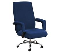 Housse de Chaise de Bureau avec Accoudoirs, Anti-griffures de Chat, Housse de Fauteuil de Bureau avec Fermeture éclair, Protege Fauteuil Extensible et Rotative pour Dossier Haut(Dark Blue,XL)