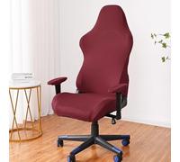 Housse de chaise de bureau extensible avec dos élastique pour jeux et sièges d'ordinateur, housse de protection pour la maison et le bureau (rouge vin)