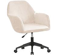 Housse de chaise de bureau moderne en V avec accoudoirs pivotants et dossier incurvé Beige 1 pièce