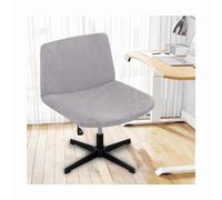 Housse de chaise de bureau sans accoudoirs en velours croisé - Housse moderne pour bureau à sièges larges, chaises de coiffeuse, dossier mi-haut, pour le salon et le bureau