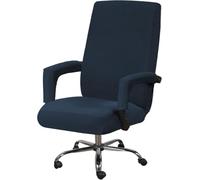 Housse De Chaise De Bureau Spandex Stretch Extensible Ordinateur Domestique Housse De Chaise à Dossier Haut avec 2 Housses D’accoudoir, Housse De Chaise De Bureau Amovibl, Navy Blue, M