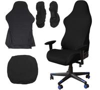 Housse de Chaise de Jeu 4 Pièces - Pour Chaise de Bureau avec Accoudoirs et Dossier - Housse d'Ordinateur pour Gaming