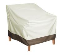 Housse De Chaise De Patio En Tissu Oxford Imperméable 80x85x91,5cm - Protection Totale, Résistante À L'eau Et À La Poussière, Avec Cordons Ajustables Pour Mobilier De Jardin (Beige avec couleur café)