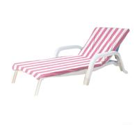 Housse de chaise de plage à séchage rapide avec poches à rabat - Housse anti-sable pour transat d'extérieur 80 x 160 cm (rayures rouges roses)