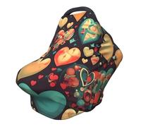 Housse de chaise de poussette/couverture d'allaitement polyvalente avec cœurs colorés, spécialement conçue pour votre bébé