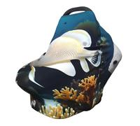 Housse de chaise de poussette/couverture d'allaitement polyvalente avec motif poisson blanc doré, spécialement conçue pour votre bébé