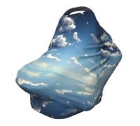 Housse de chaise de poussette polyvalente avec motif nuages blancs et ciel bleu, spécialement conçue pour votre bébé