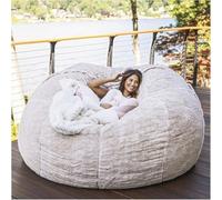 Housse De Chaise De Sac De Haricots Géant Housse De Canapé Doux Et Confortable Fourrure Moelleuse Sac De Haricots Lit Housse De Canapé Paresseux Canapé Inclinable Housse De C, White, Queen